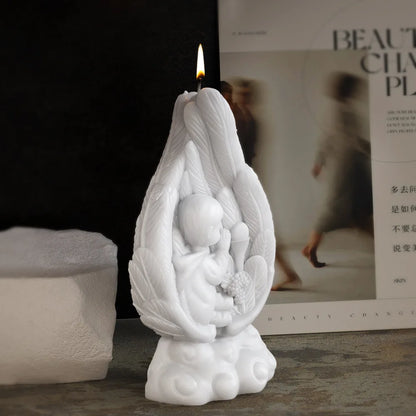 Candle Mold Angel Wings Pray for Jesus Scented Candles Gypsum Ornaments Silicone Mold Resin Mold