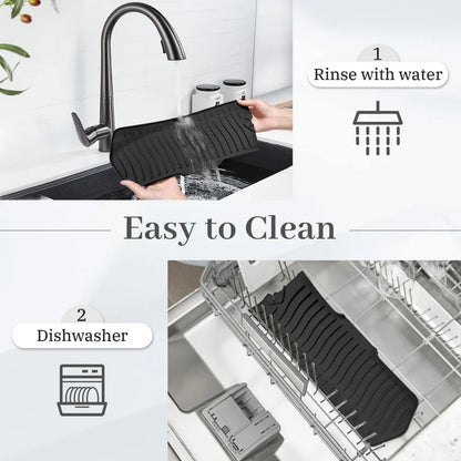 24/29.5inch Kitchen Sink Splash Guard,Silicone Draining Mat for Sink,Sink Protectors for Kitchen Sink Mat, Splash Guard Kitchen