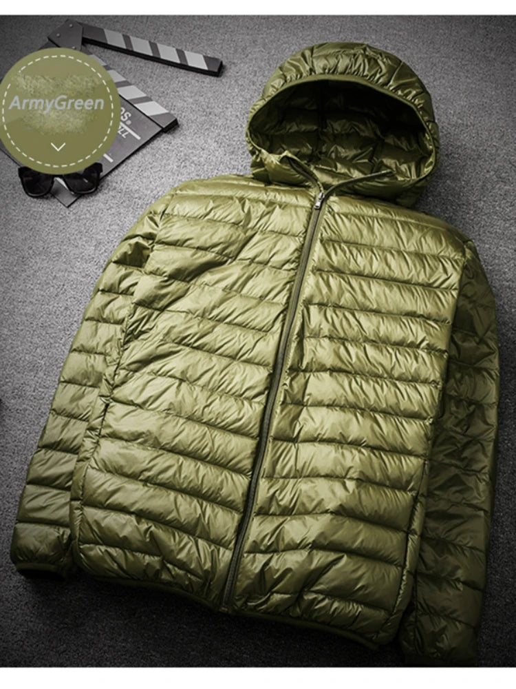 90% White Duck Down Hooded Jackets Warm Coat Parka Men Portable Outwear Mens Coat Autumn Winter Ultralight Thin Down Jacket