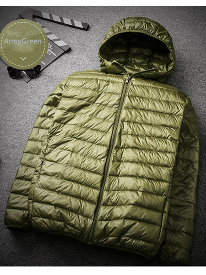 90% White Duck Down Hooded Jackets Warm Coat Parka Men Portable Outwear Mens Coat Autumn Winter Ultralight Thin Down Jacket