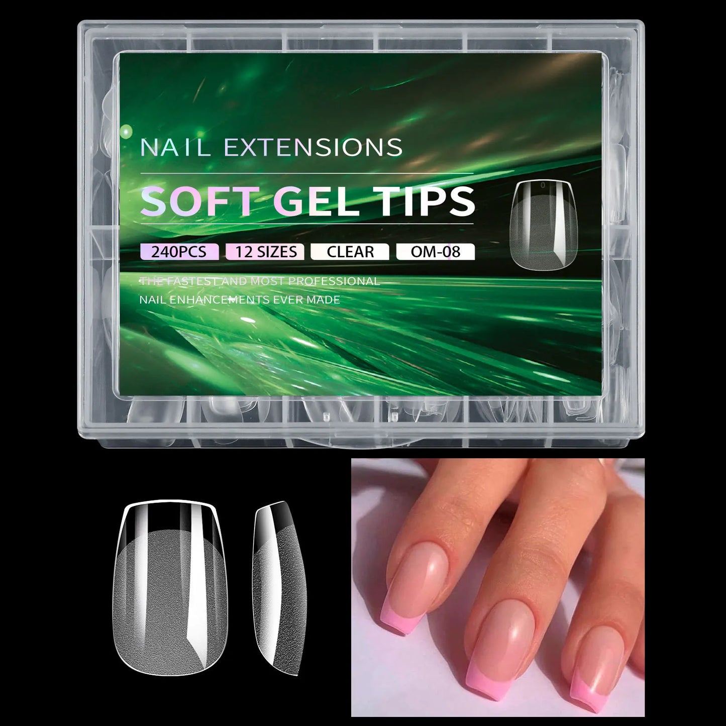 Luxury False Nail Tips Soft Gel Fingertip Semi-matte Capsules Almond French Coffin Full Cover Artificial Fake Nails Extension
