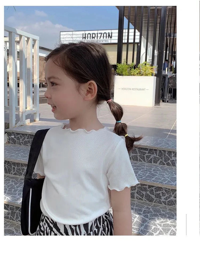 Baby Girls T-shirts for Kids Summer Sleeveless Knitted Tops Vest Outfits Girls Cute Halter Tops Tees Children Clothing 1-12 Year