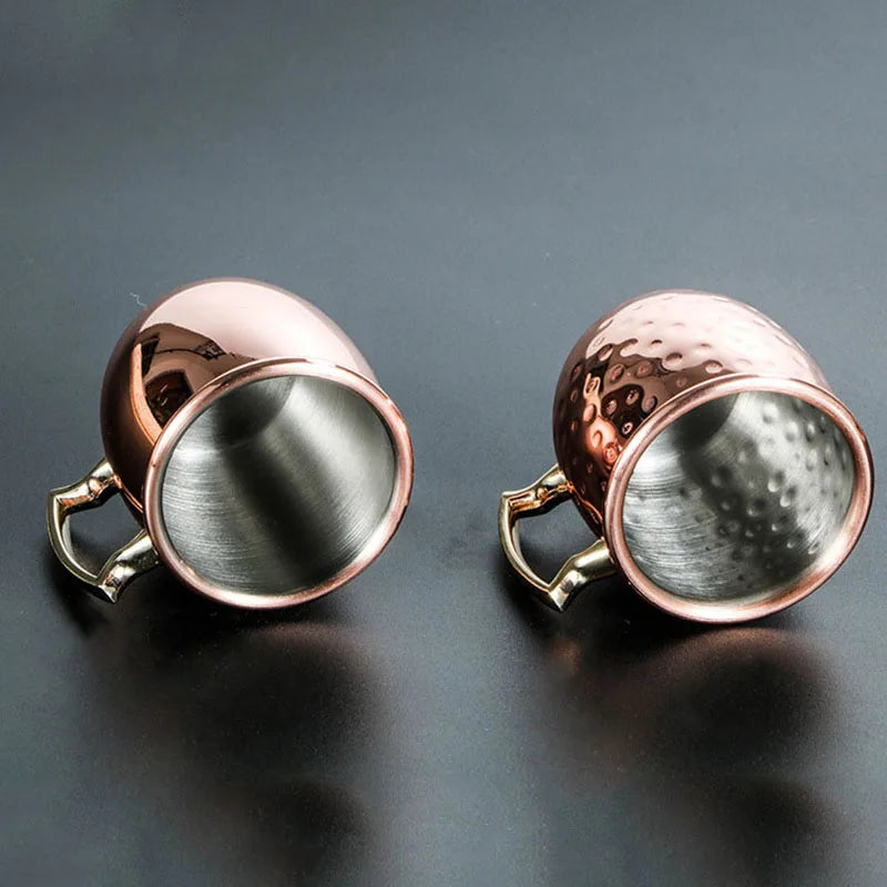 60ML Moscow Mule Cocktail Mug Stainless Steel Coffee Cups Personalized Espresso Mugs Modern Hammer Pattern Design Drinkware