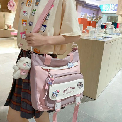 Portable Ins Students School Bags Large Capacity Bear High School Backpacks Multi Pockets Cartoon Teenage Shoulder Bags Girl