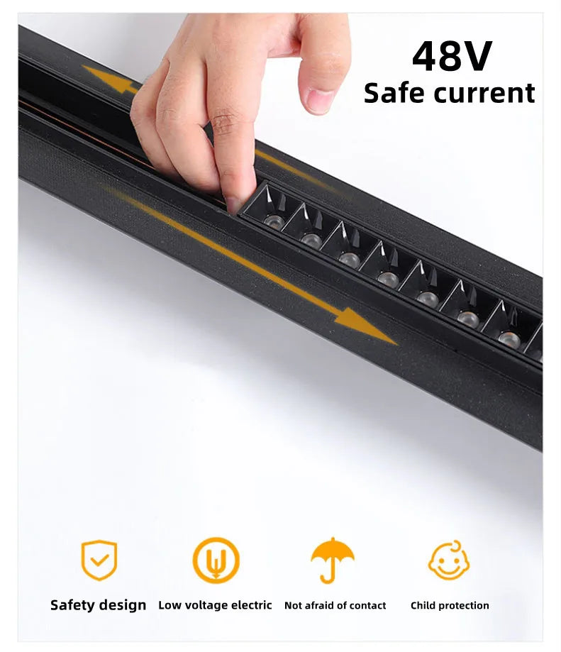 Magnetic Track Light Grille Flood Lamp Modern Embedded Flexible Linear Fixture LED Spotlight DC48V Ceiling Indoor Living