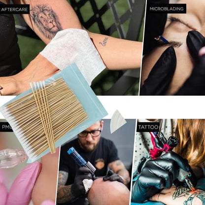 100/300PCS 6 Inch Precision Tips Cotton Swabs - Long Wooden Stick Cotton Buds Pointed Cotton Swabs With Case - Cotton