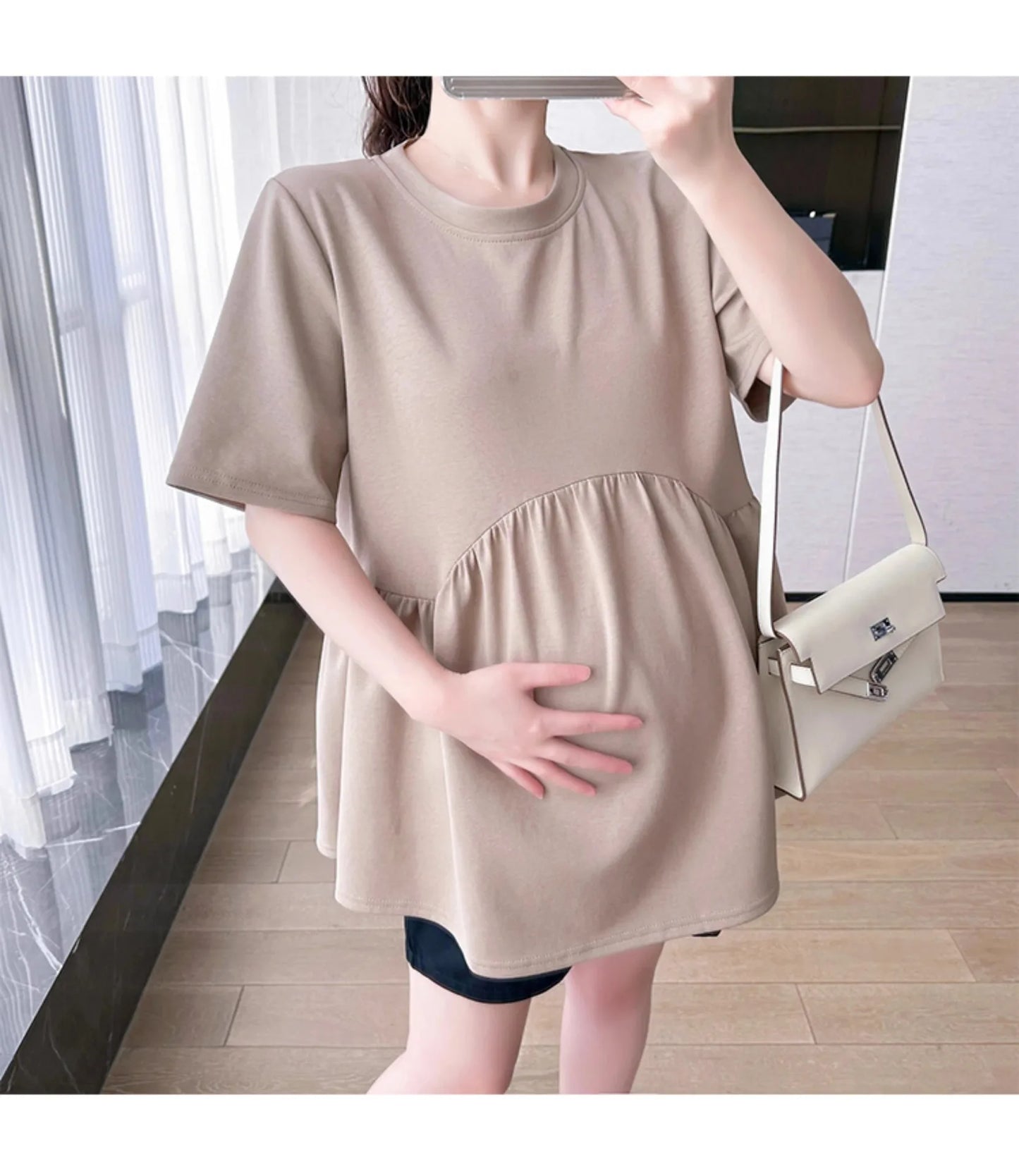 Maternity T-Shirt Summer 2025 New Fashionable Summer White T-Shirt Short-Sleeved Tops Loose Large Size Casual Maternity T-Shirt