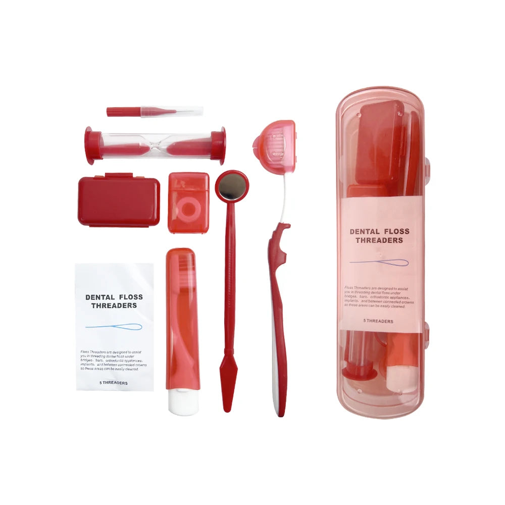 Dental Oral Care Tool Kit Orthodontic Teeth Cleaning Whitening Tool Portable Interdental Brush Foldable Dental Mirror Toothbrush