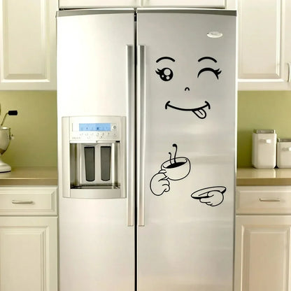 Cute Cartoon Refrigerator Stickers Removable Creative Wall Decor for Bedroom Living Room Smile Face Door Stickers