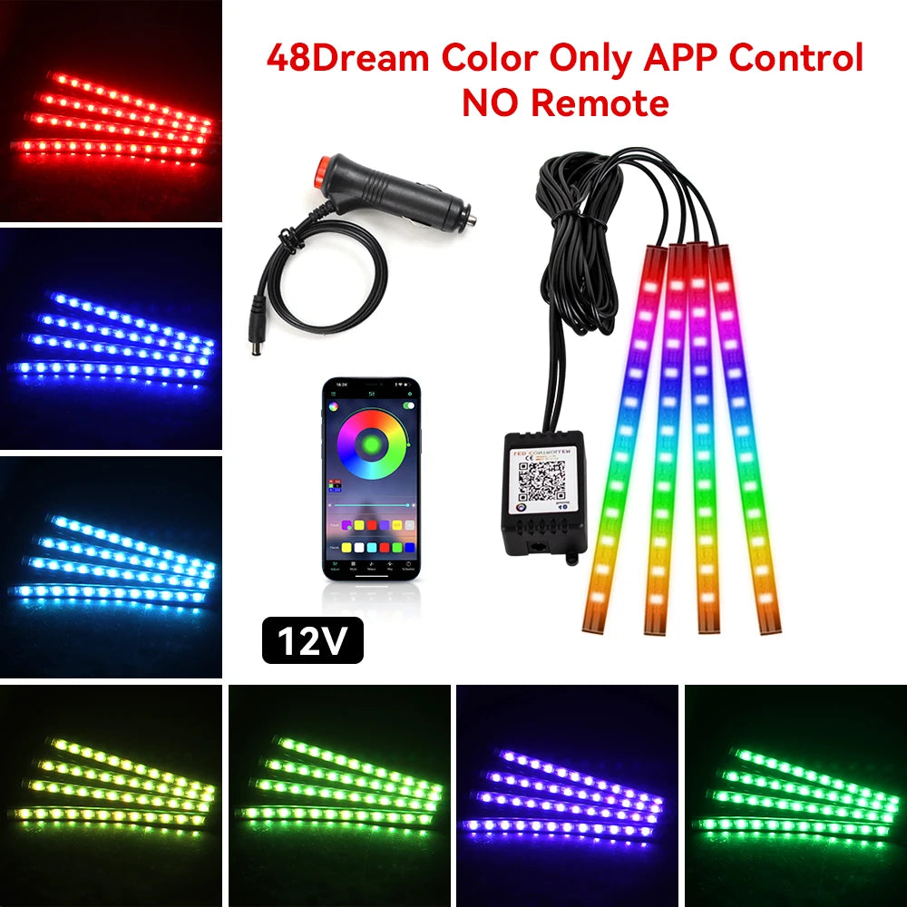 LED Car Interior Decorative Lamp Strips Atmosphere Lamp Cold Light Decorative Dashboard Console Auto RGB Ambient Decorative Lamp