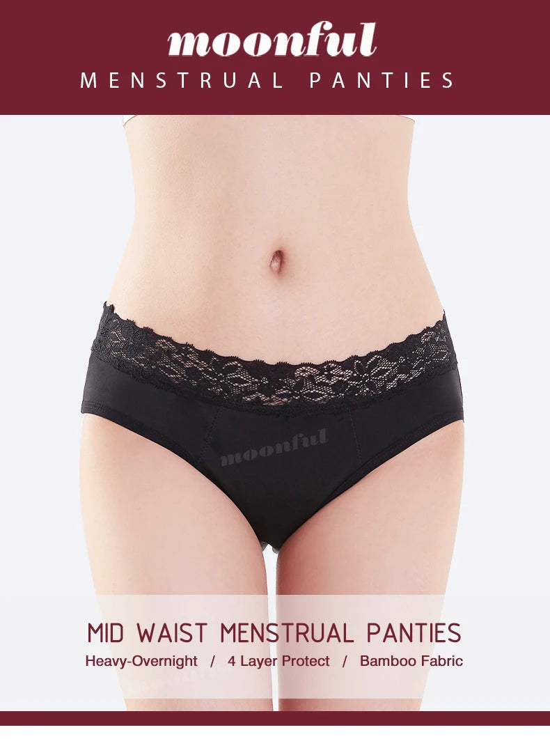 Menstrual Panties Woman Flow Abundant Period Underwear Leak Proof 4 Layer Menstrual Briefs Absorbent Panties for Menstruation