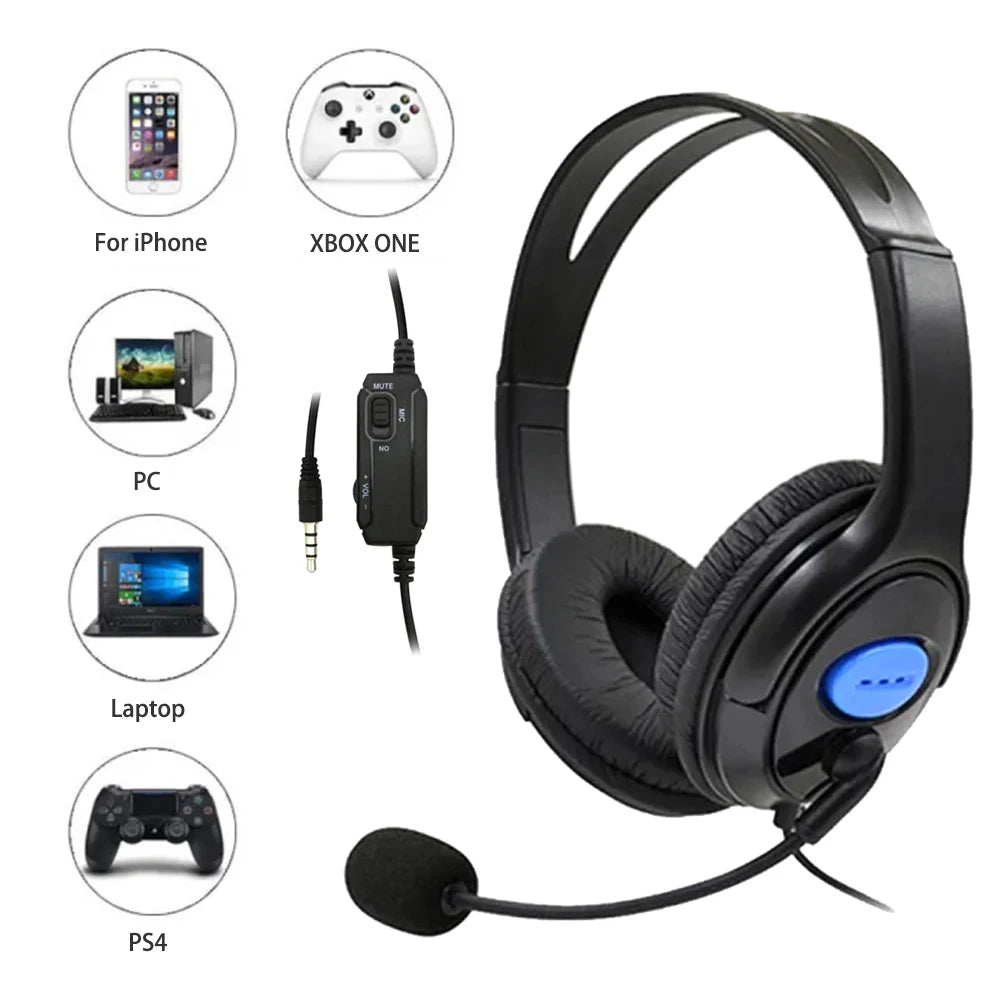 3.5mm Wired Headset with Noise Cancelling Microphone Headset for Playstation 4 PS4 Gaming Headset
