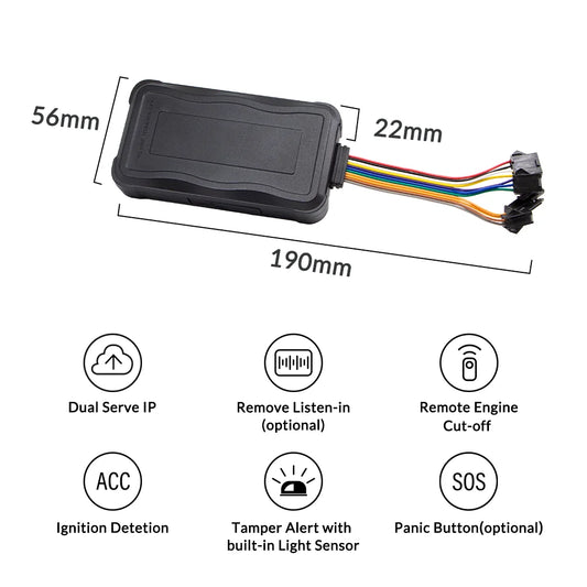 GPS Tracker Vehicle GPS Tracking Device for Car Motorcycle Mini GPS GSM ACC Alerts with Free Real Time Tracking APP with Relay