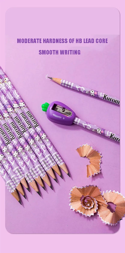 12pcs Sanrio Series Kuromi Hexagonal Writing Pencil Set Cute Student Pencil Creative Writing Pencil School Student Stationery
