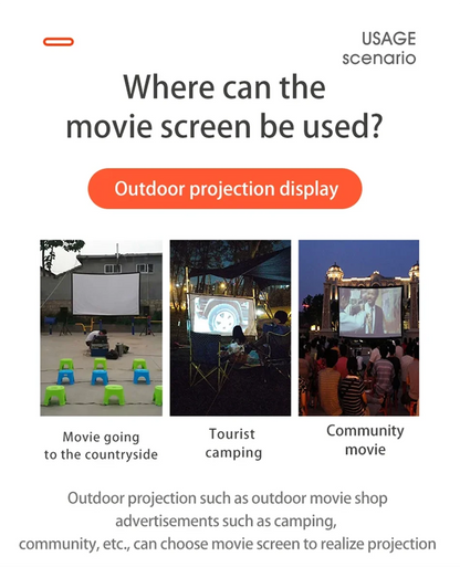 16:9 Portable Projector Screen Simple Projector Curtain 72/84/100/120/150 inch HD Display Screen Home Cinema Theater Movie Home