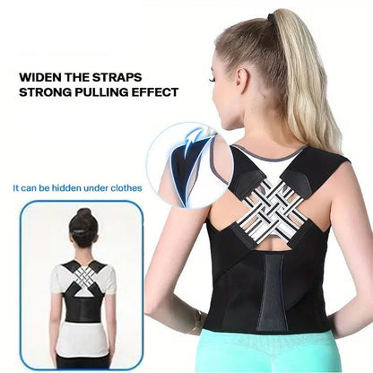 Male and female back support posture corrector - shoulder straightener with adjustable full back support posture strap