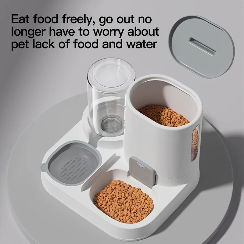 Pet automatic feeder, cat bowl, water and feed in one, plastic, two-in-one