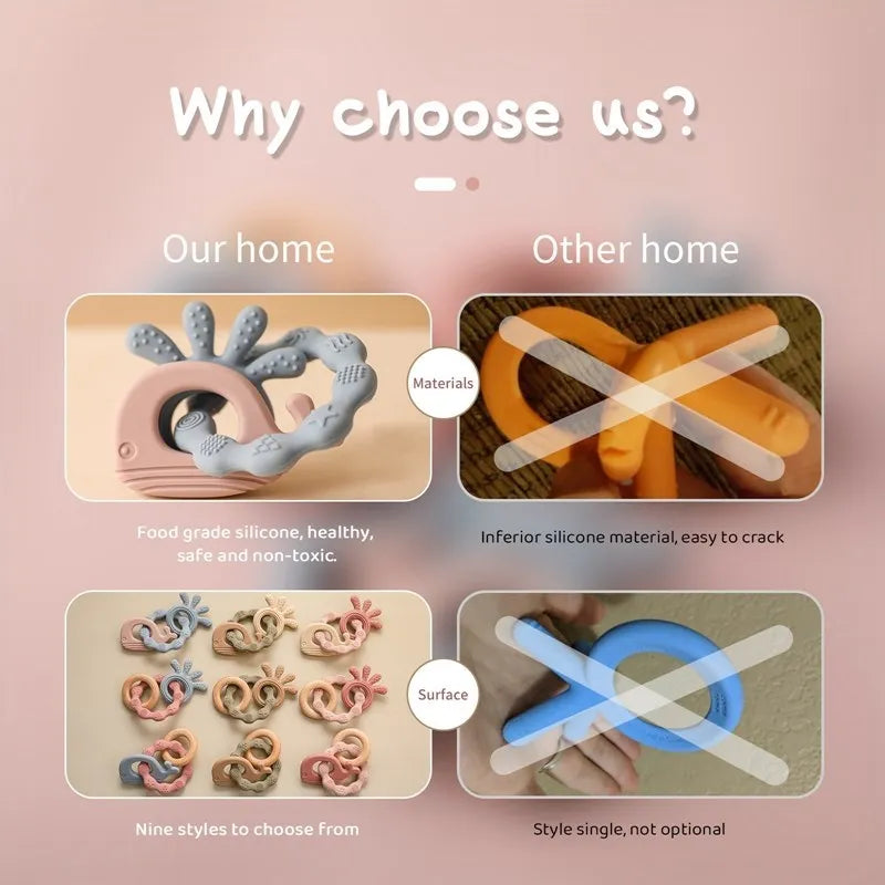 Baby Silicone Teethers Animal Food Grade Silicone Baby 0-12 Toys Silicone Teeth Grinding Stick Newborn Pacifier Accessories Toys