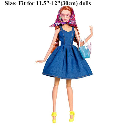 Fashion supermodel Doll Elegant Dress Casual Wears DIY Accessories Princess Dresses Suit Jeans Pants Set