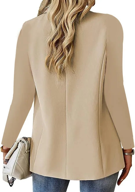 Office Elegant Blazer For Women 2025 Autumn Fashion Casual Solid Long Sleeve A Buckle Pocket Slim New In Outerwears Blazer Mujer