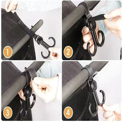 2PCS Hooks for Stroller Car Shopping Cart Hooks Baby Stroller Accessories Rotate 360 Degree Hook Pram Organizer Bag Hanger
