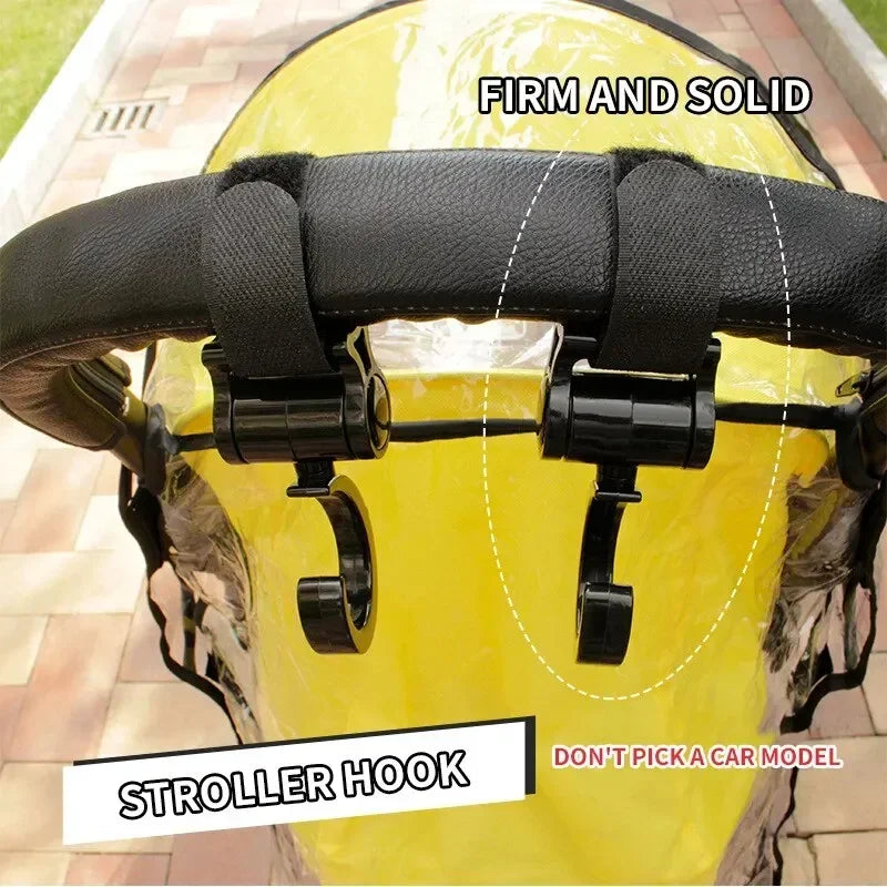 2PCS Cartoon Style Stroller Accessories Large Hook Umbrella Holder Car Seat Hook and Loop Fastener for Baby Stroller Pram Organi