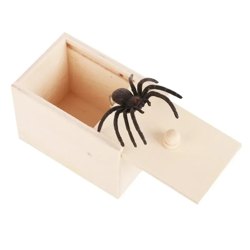 Funny Spider Jump Scare Box - Wooden Prank Toy for Office & Friends - Hilarious Trick Gadget for Jokes & Gags