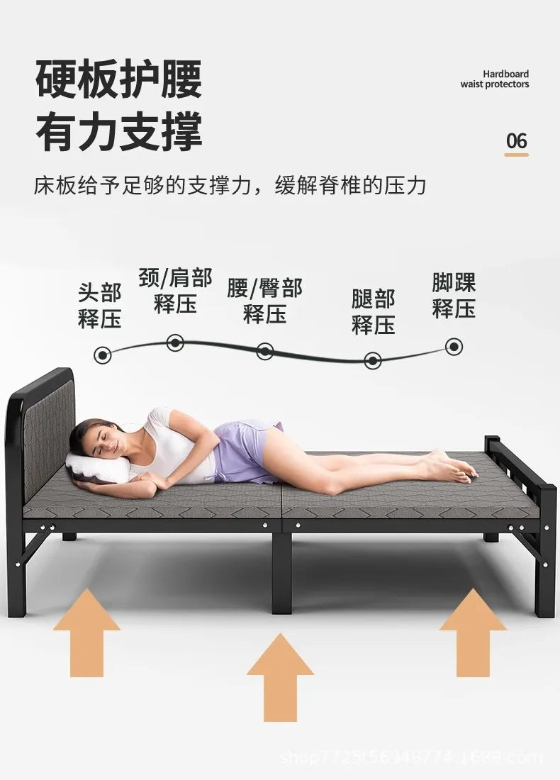 Folding single bed household simple bed office nap artifact marching bed dormitory lunch break small bed adult iron bed