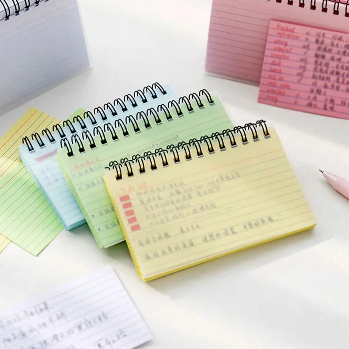 Simple Lined Spiral Notebook With Colorful Pages,Tearable Binding,Office Supplies Journal Diary Stationery Back To School