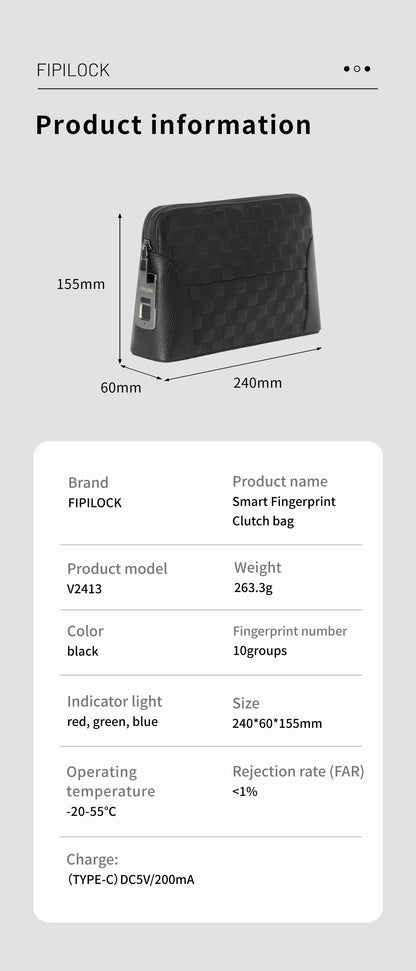 Man`s Fingerprint Lock Handbag Security Lady`s Wallet  Anti-Theft Clutch Bag