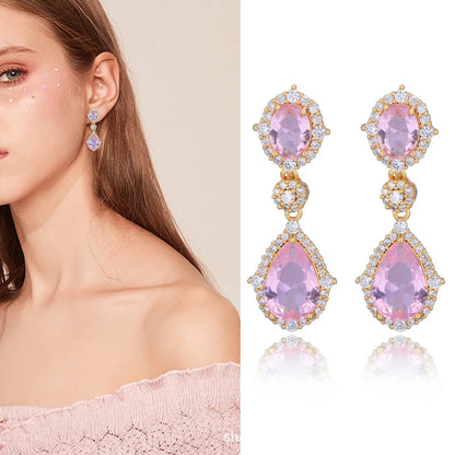 Fashion necklace accessories women's earring Jewelry sets bride's wedding zircon water drop girls earrings for women jewellery