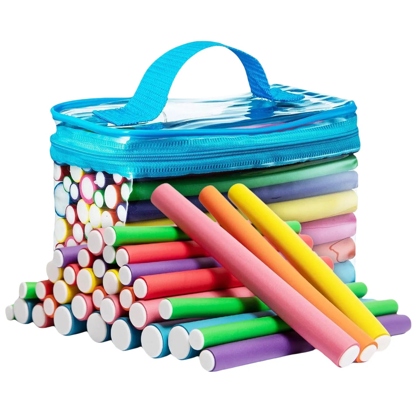 42-Pack Flexible Hair Curling Rod Hair Curler Makers Soft Foam Bendy Twist Curls Flexi Rollers Styling Tools Hair Roller No Heat