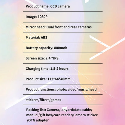 Digital Camera Autofocus Camera for Kid Camcorder with 8x Zoom Compact Cameras 1080P Cameras for Beginner Photography