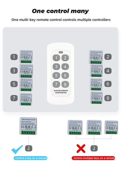 Wireless Smart Switch Light 433Mhz RF 86 Wall Panel Switch with Remote Control Mini Relay Receiver Home Led Light Lamp Fan