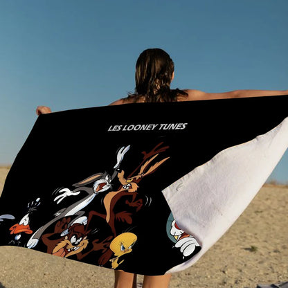 L-Looney-Tunes Beach Towel Cartoon Cute Summer Kids Large Bath Pool Beach Towel Microfiber Absorbent For Swimming Travel