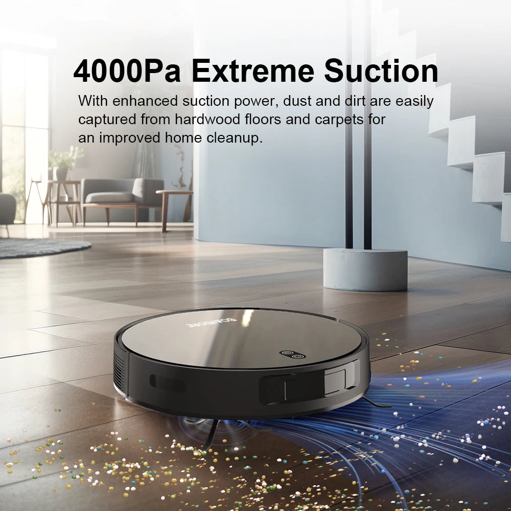 Robot Vacuum Cleaner Combo Mop,4000PA Suction Robotic,WiFi/Voice Control,Auto-Recharge,Pet Hair For Home Vacuum Cleaning Robot