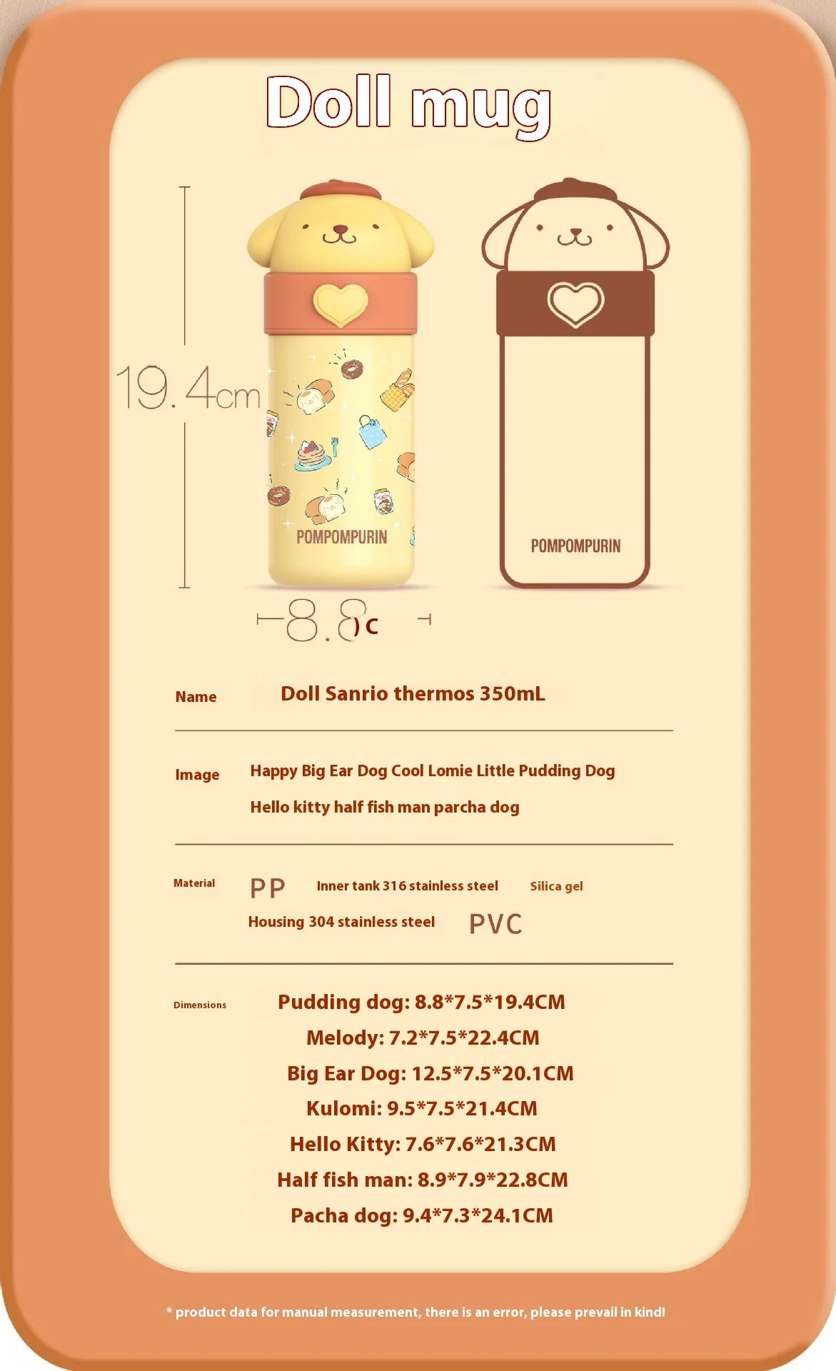 Cartoon Insulated Cup With High Appearance Children'S Water Cup Cute And Portable Student Food Grade Insulated Water Cup Gift