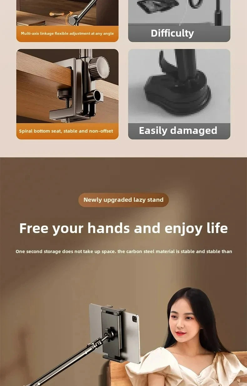 Tablet Holder for Bed Desk IPad Stand with Flexible Metal Arm Rods Tablet Stand For 4-13 inch Android Tablet Xiaomi Poco Bracket