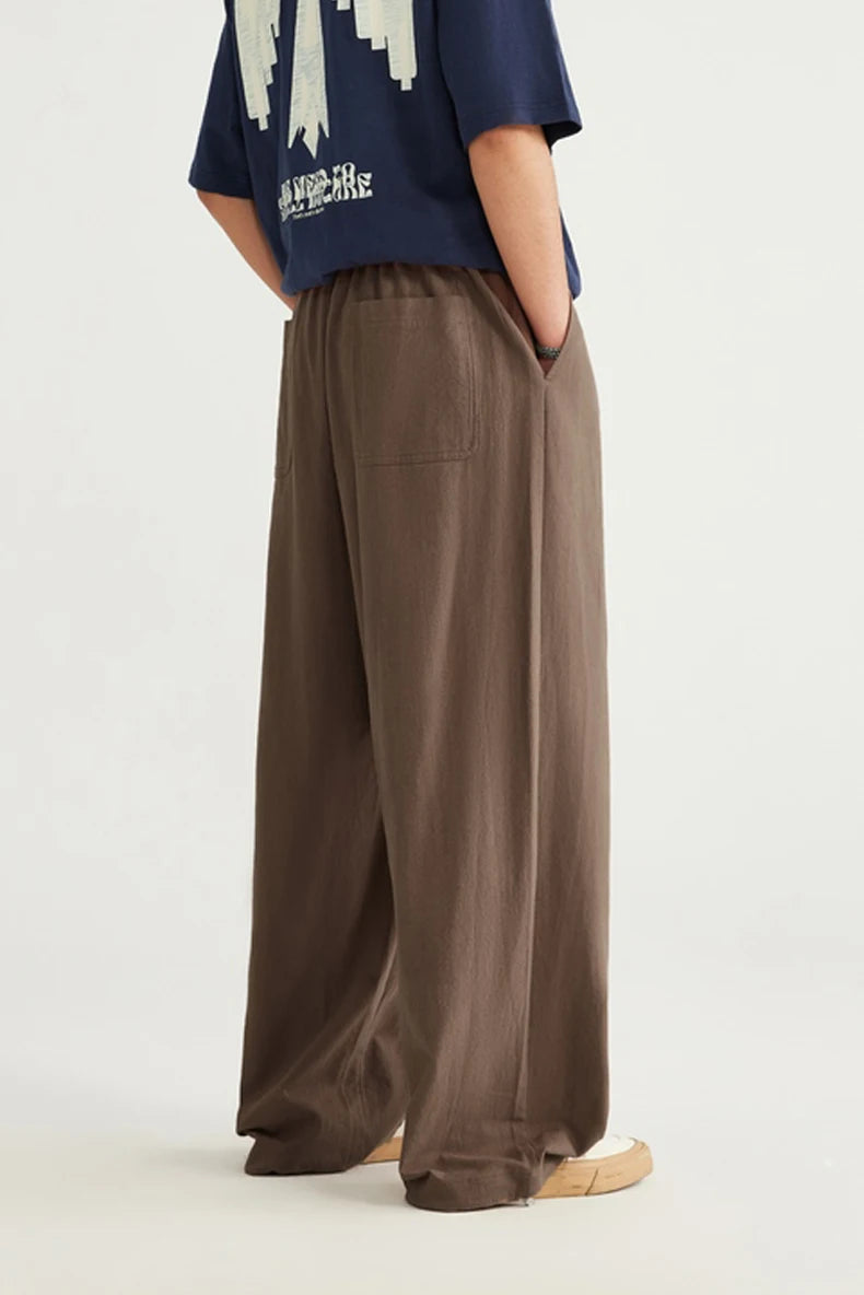 INFLATION Bamboo Cotton Linen  Wide Leg Pants 2024 Spring Summer All-match Casual Mens Trousers