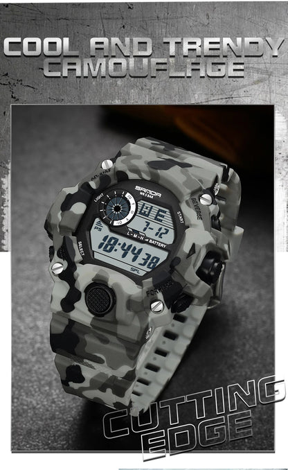 SANDA 2183 Fashion Military Student Electronic Watch Multi functional Timer Waterproof LED Student Electronic Digital Watch