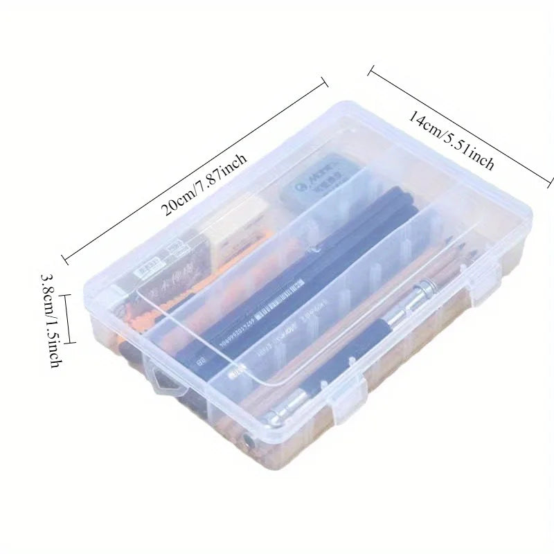 Large 1pc Clear Lightweight PP Storage Boxes with Lids -  School Supplies Organizer - Pens, Pencils