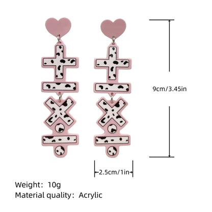 Popular Black White Contrast Bohemian Earrings Add Subtraction Multiplication Division Academy Student Teacher Acrylic Earrings