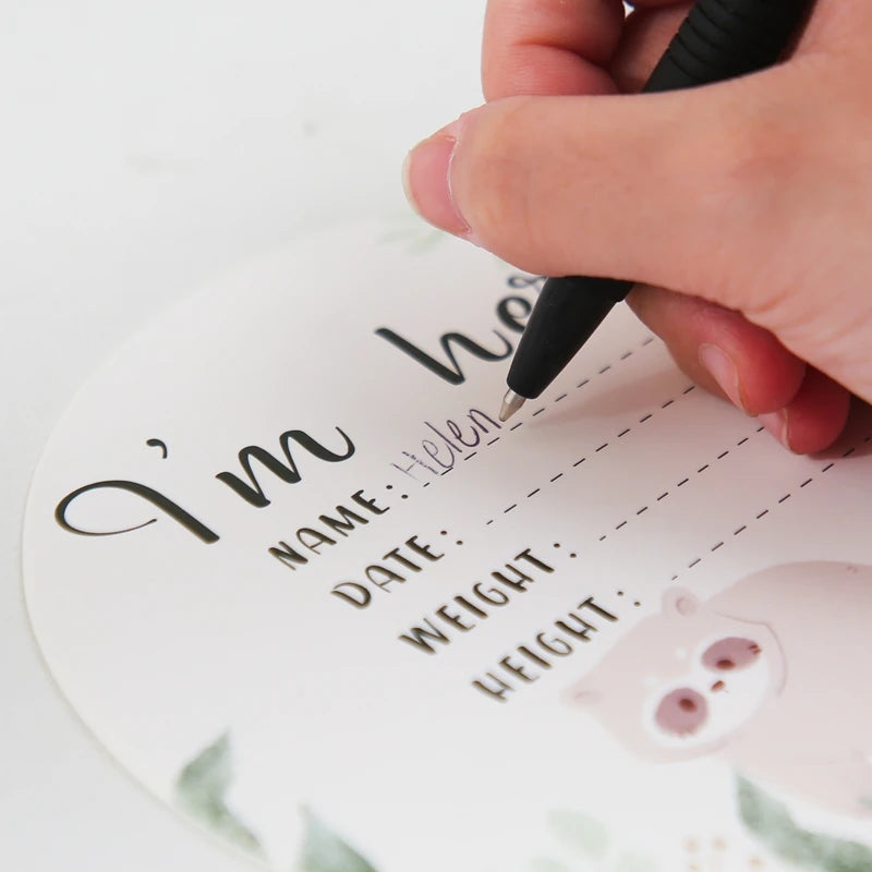 Newborn Baby Growth Milestones 0-12 Months Paper Card Photo Accessory Cartoon Animal Pictures Souvenir Props Baby's Birth Gift