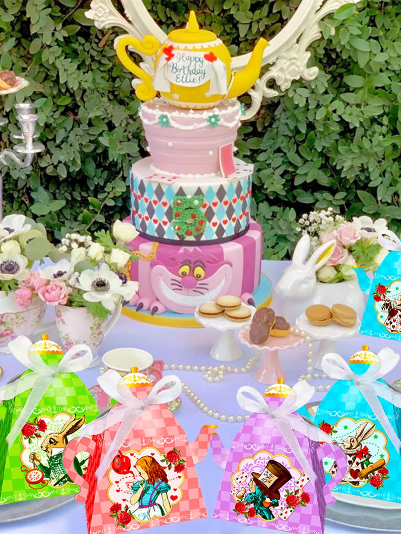 Alice in Wonderland Party Supplies Tea Party Favor Bags Alice in Wonderland Party Favor Boxes Tea Party Party Supplies