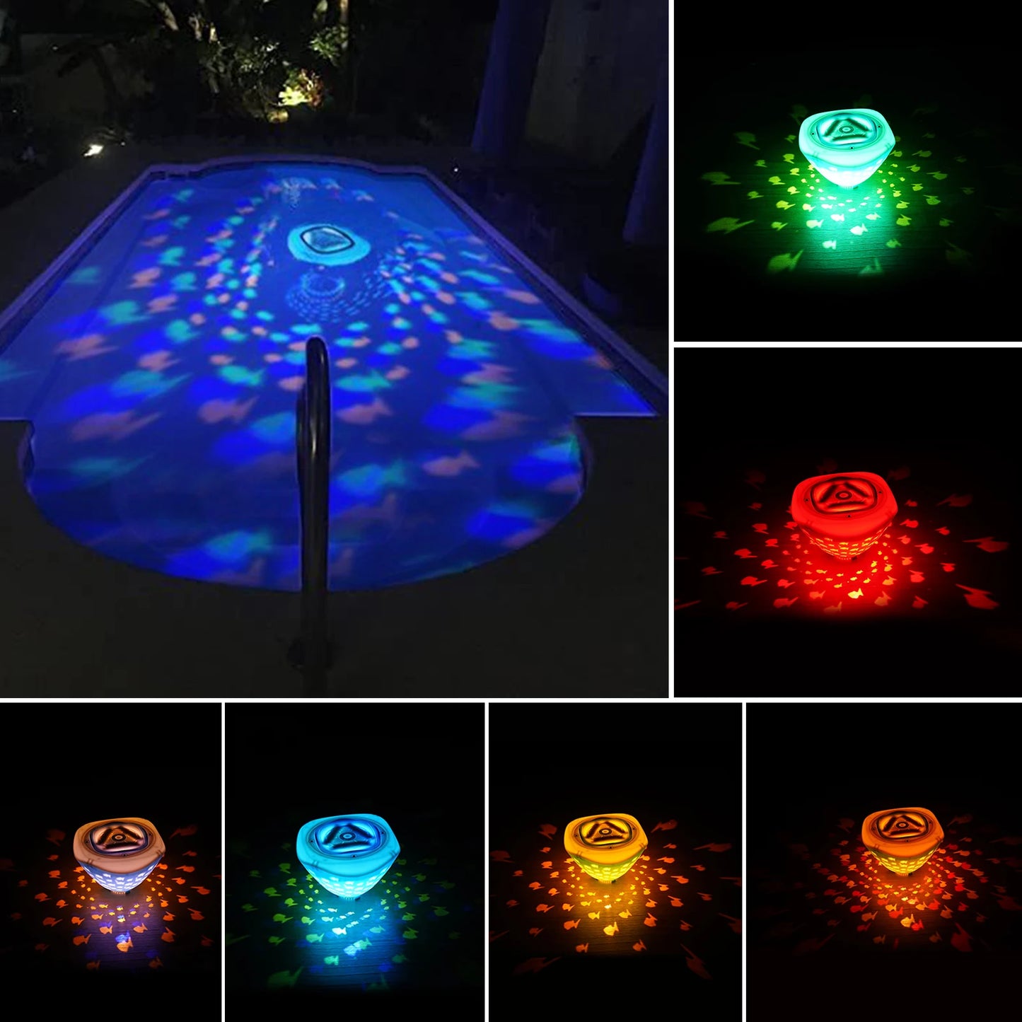 Colorful Underwater Lights Fish Pattern Fountain Projector Light 4 Colors Battery Operated Pool Accessories