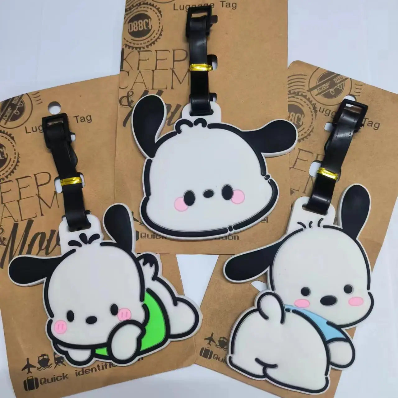 Travel Accessories PVC Luggage Tag Cute Cartoon Pochacco Suitcase Portable Label