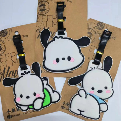 Travel Accessories PVC Luggage Tag Cute Cartoon Pochacco Suitcase Portable Label
