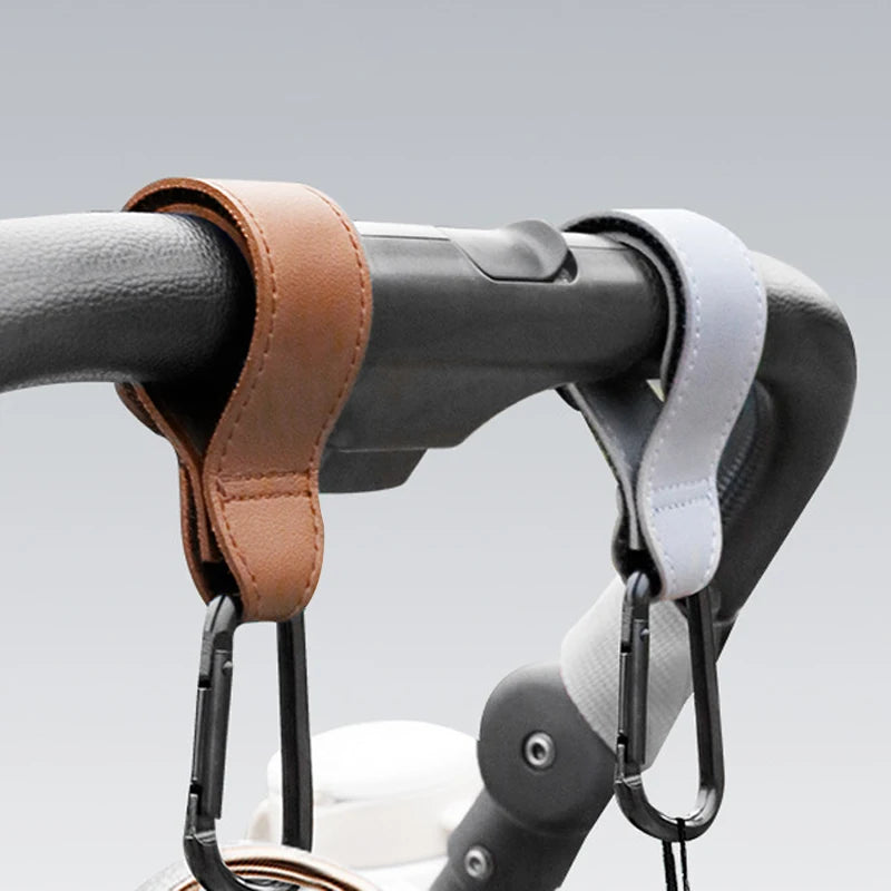 1PCS Baby Stroller Hook PU Leather Adjustable Pram Hook Cart Organizer Diaper Bag Hanger Children Boy Girl Travel Accessories