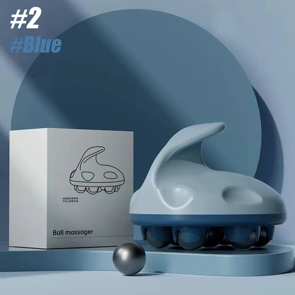 Hand Roller Massager for Cellulite Massage,Deep Tissue Massage Ball for Back,Neck,Foot,Shoulder,with 7 360-degree Metal Roller