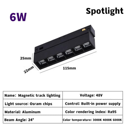 Magnetic Track Light Grille Flood Lamp Modern Embedded Flexible Linear Fixture LED Spotlight DC48V Ceiling Indoor Living